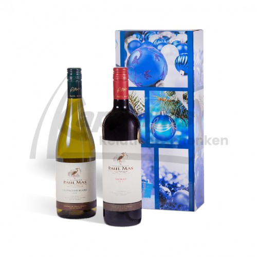 Product Luxe geschenkverpakking kerst 2 flessen wijn 75 cl